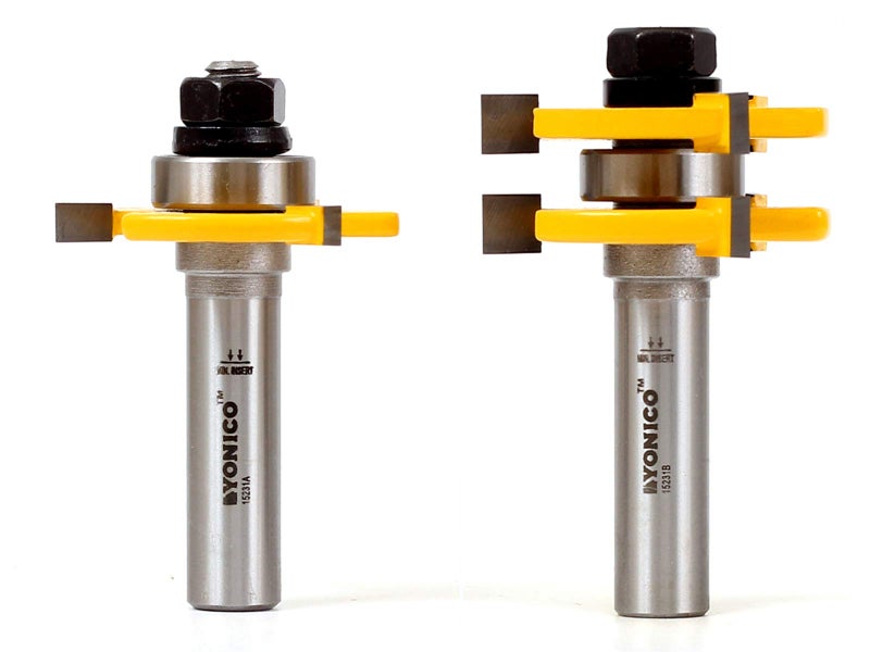 YONICO Tongue and Groove Router Bits Set for 3/4-Inch Stock 1/2-Inch Cutting Depth 1/4-Inch Tongue 2 Bit 1/2-Inch Shank 15221 - Image 1